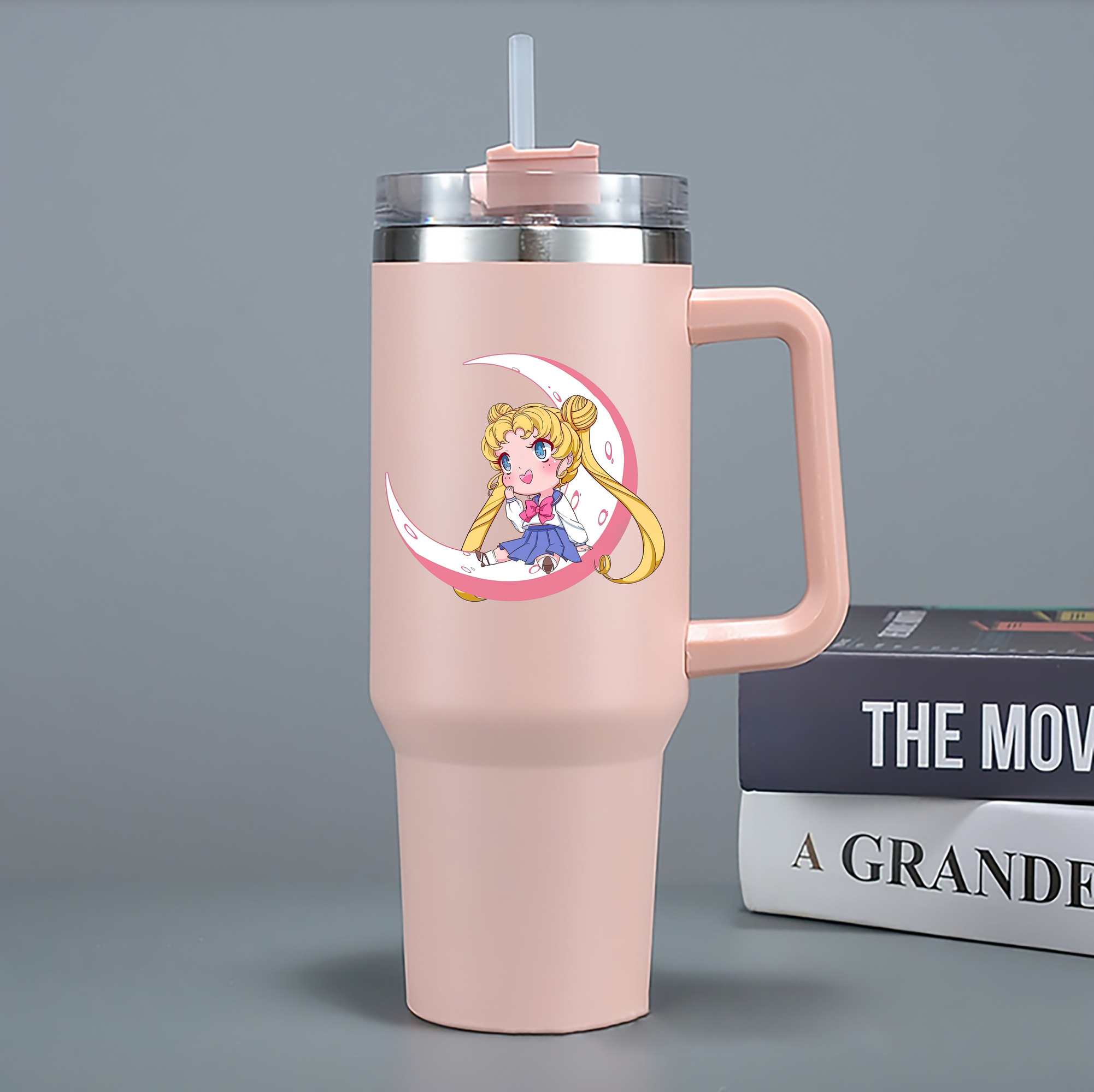 （画像用） 美少女戦士セーラームーン 愛野 美奈子 あいの みなこ Sailor Moon Aino Minako 1200mL車用タンブラー - クリスタルステッカー（プラスチックストロー付き）